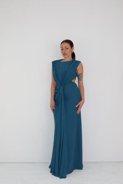 Vestido Romina Azul Petróleo