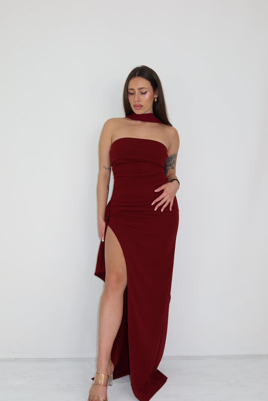 Vestido Rina Granate