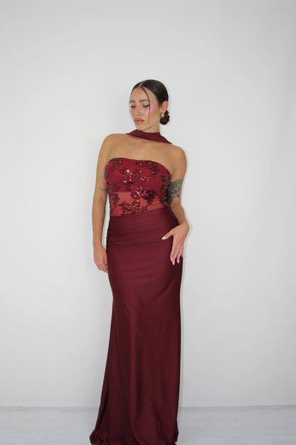 Vestido Nicolette Granate