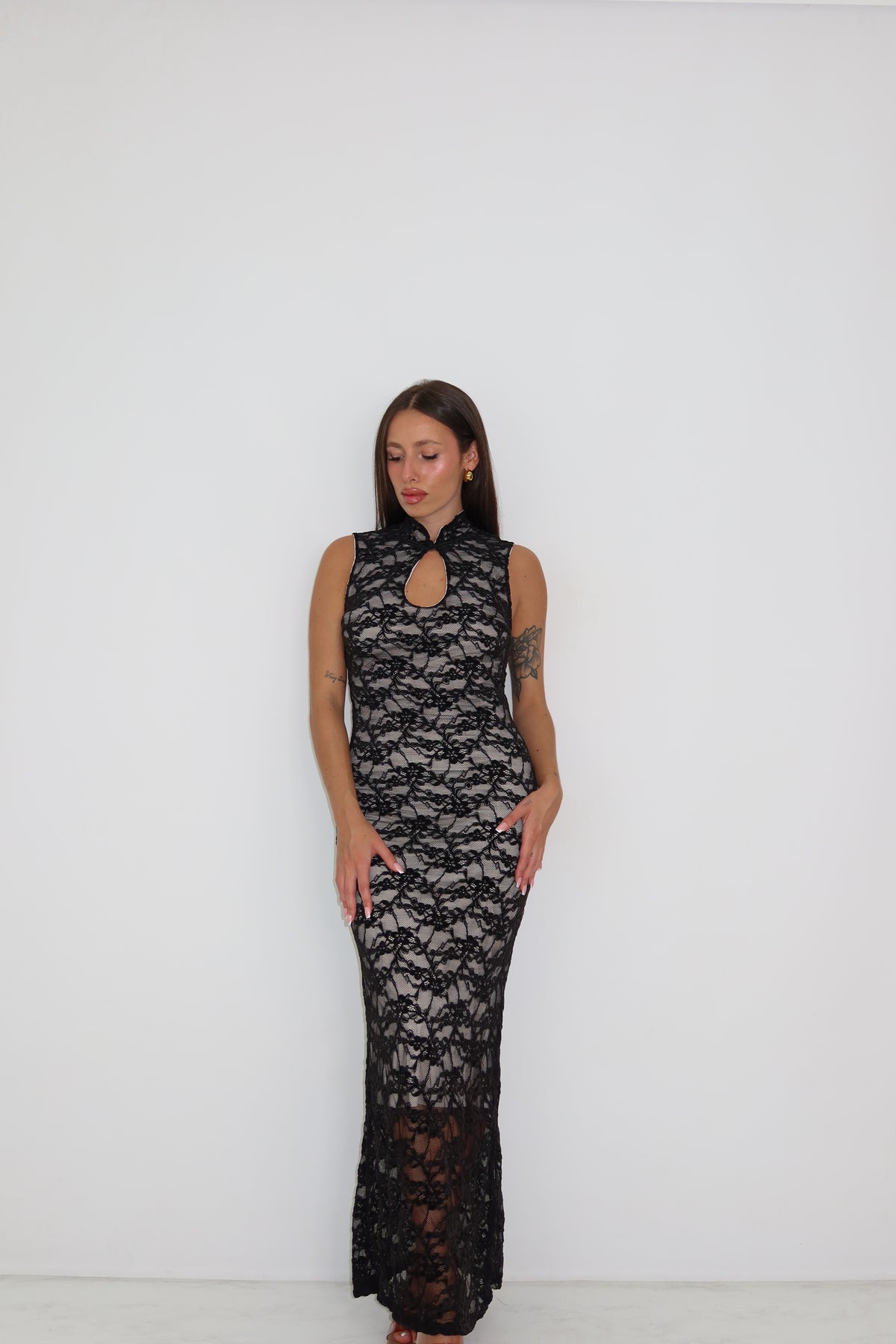 Vestido Aithne Negro - Beige