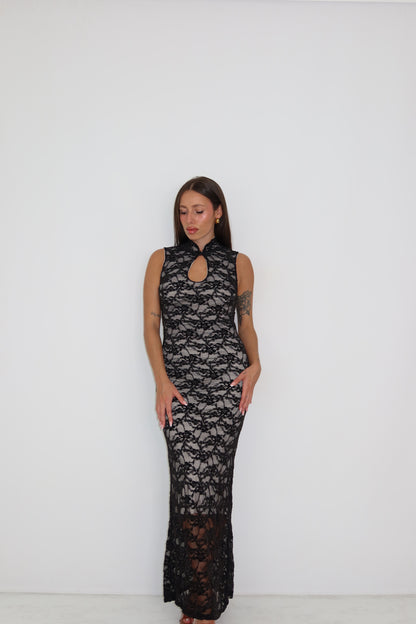 Vestido Aithne Negro - Beige