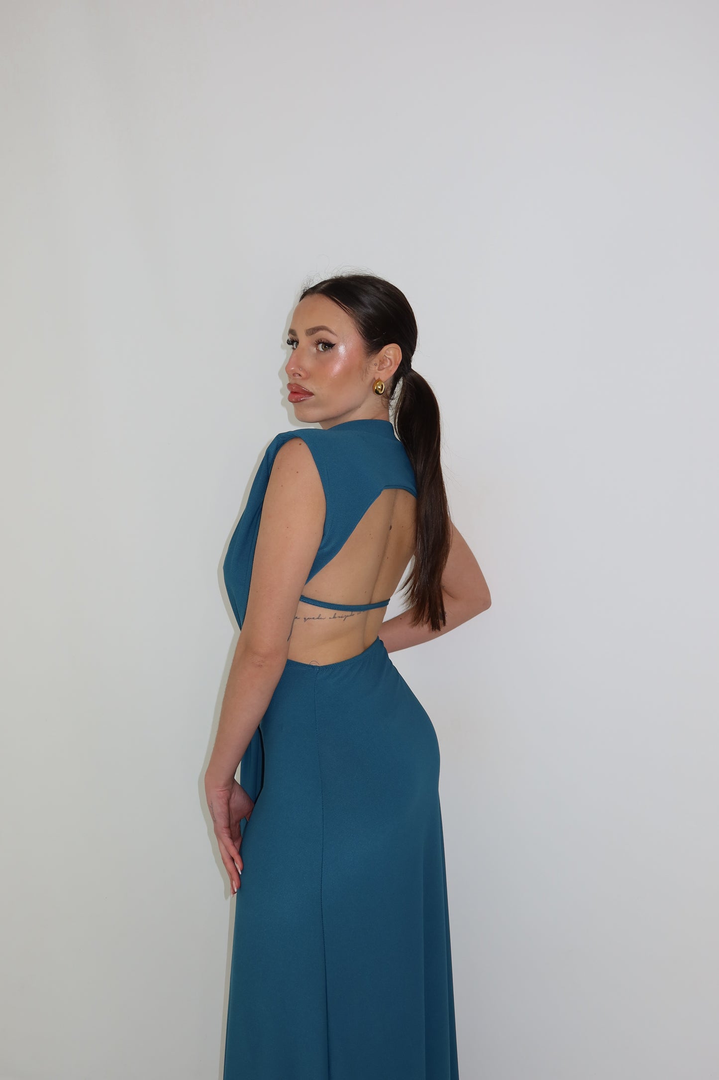 Vestido Romina Azul Petróleo