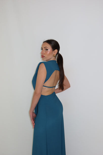Vestido Romina Azul Petróleo