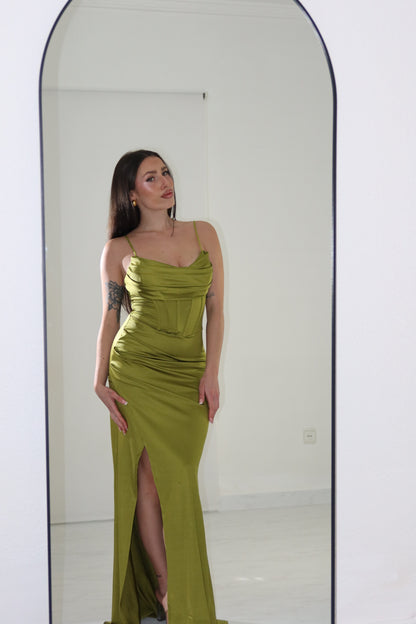 Vestido verde-oliva Eire